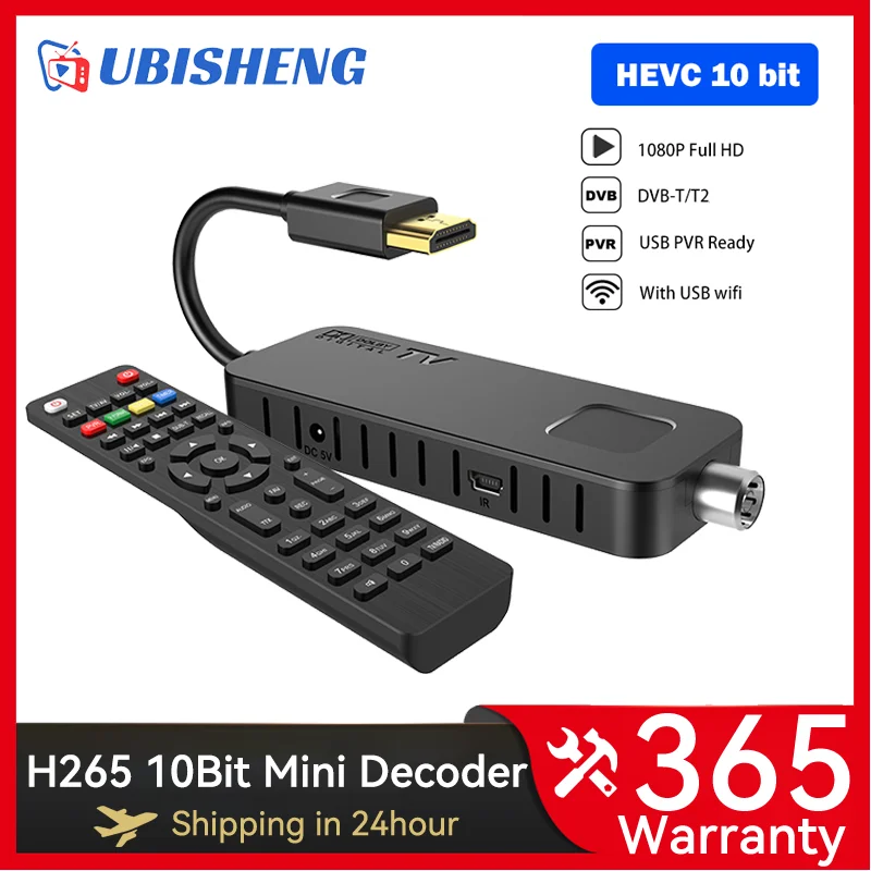 UBISHENG U3mini DVB T2 HDMI TV Stick H.265 DVB-T2 Digital Terrestrial Decoder USB 2.0 Digital TV Tuner Portable HD TV Box