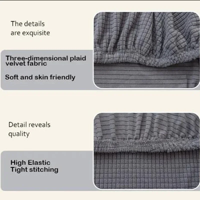 2Pcs/Set High Elastic Plaid Velvet Office Chair Covers Thicken Computer Spandex Split Seat Cover Armchair Cover Home Textile 5
