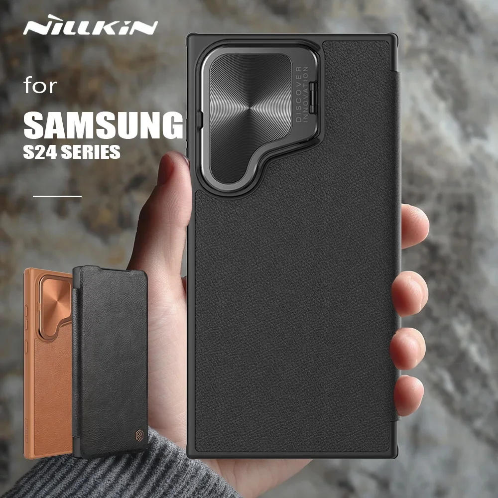 

Кожаный чехол-книжка для Samsung Galaxy S24 Ultra / S24 Plus / S24