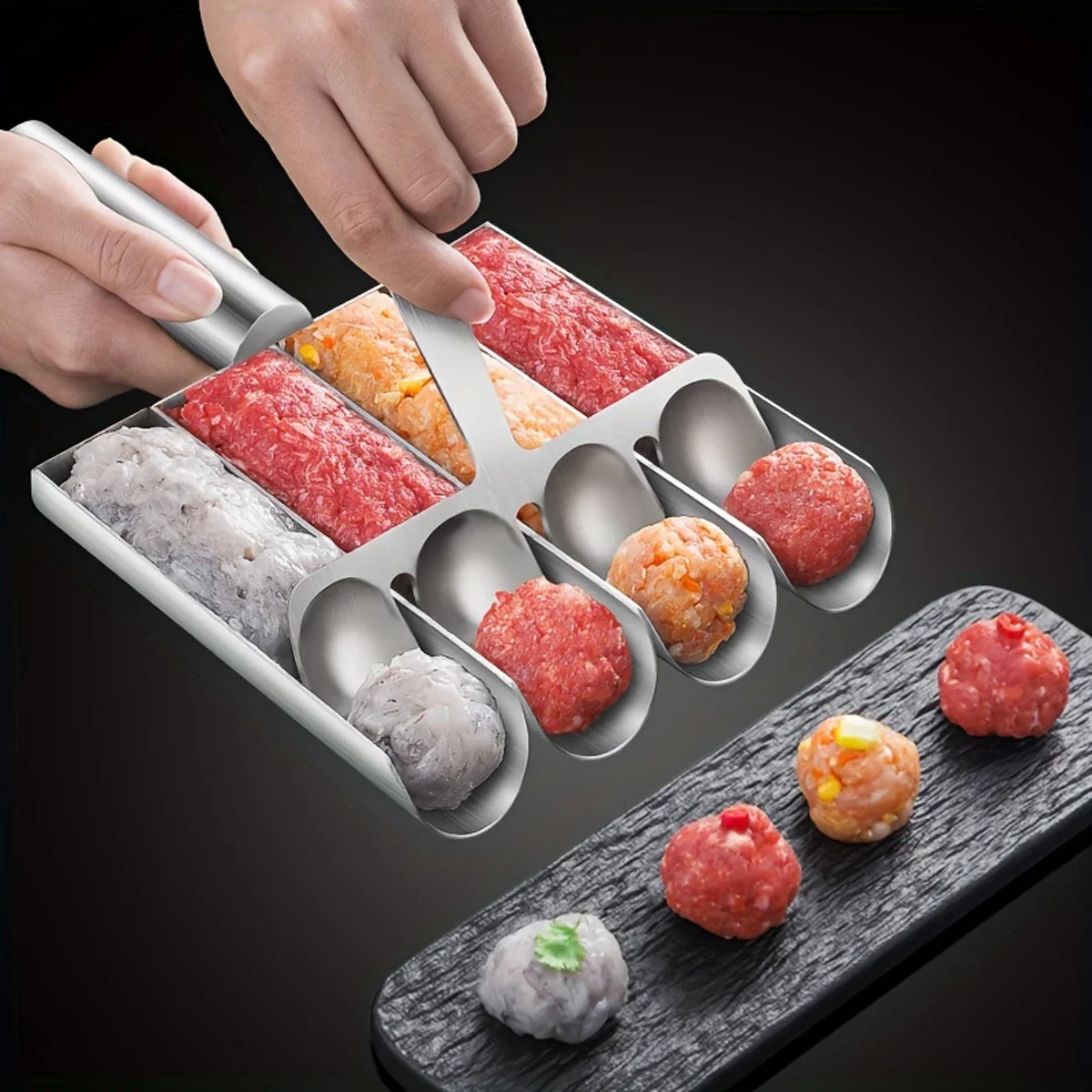 Meatball Maker Easy clean Non-Stick Meatball Maker Set Manual Meatball Press Spoon for Fish Beaf Rice Ball Making Device Kitchen Tool Gadgets