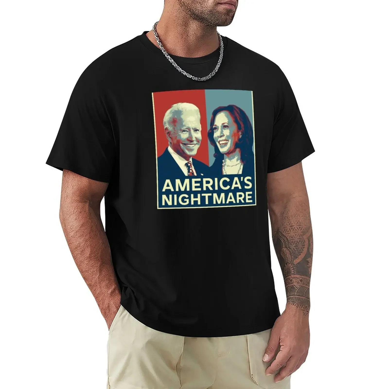 

America's Nightmare anti Biden harris T-Shirt Blouse quick drying for a boy plain white t shirts men