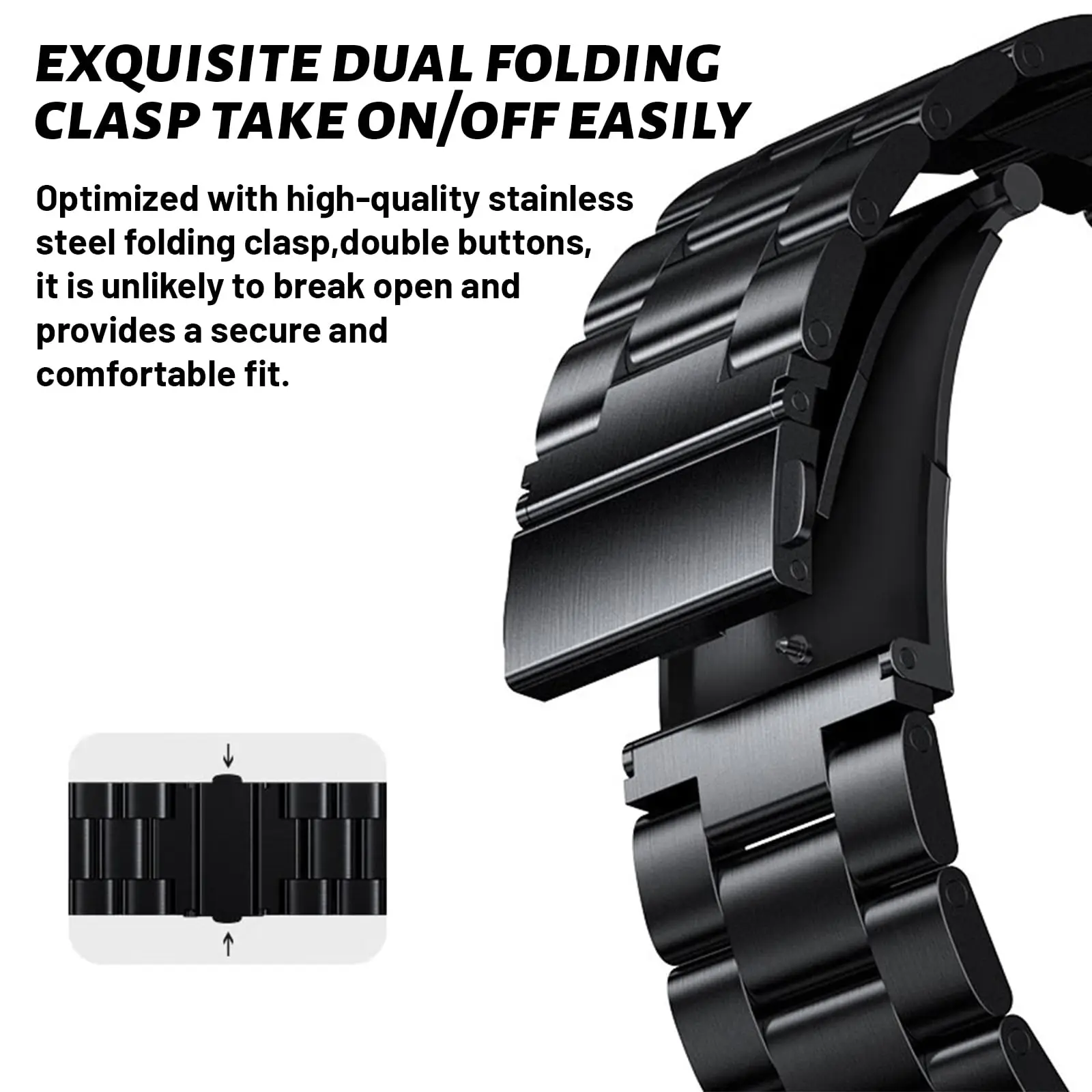 Sleek Stainless Steel Watch Strap - Premium Metal Bracelet