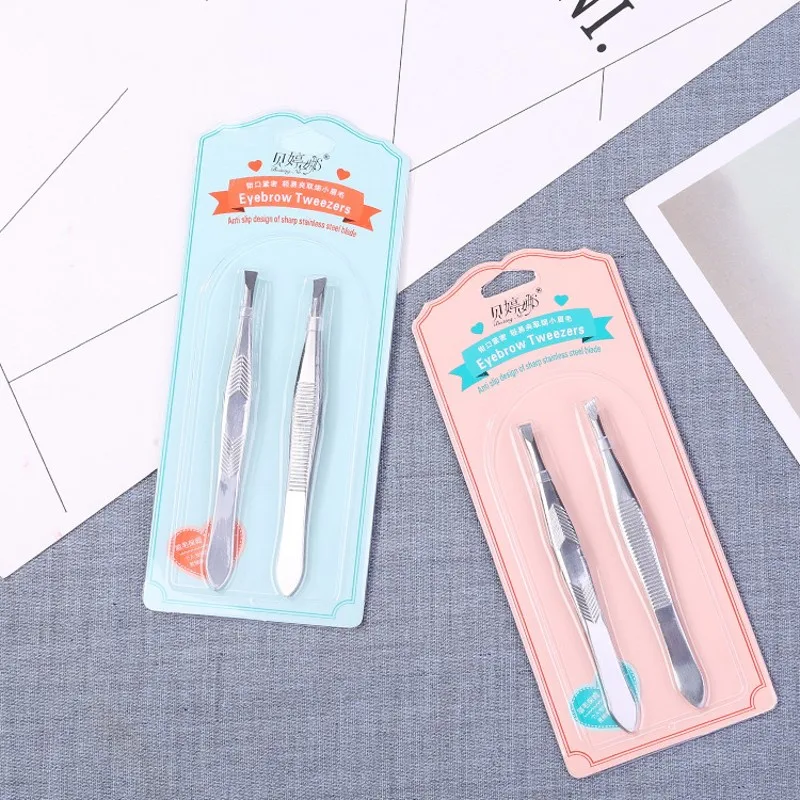 Stainless Steel Eyebrow Trimming Clip Set Flat Oblique Jaws Practical Eye Brow Clips Brow Hair Removal Tools Eyebrows Tweezers 6