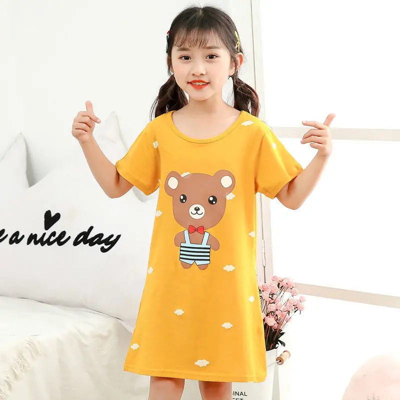 pajama sets couple	 Lovely Cute Cotton Girls Nightgowns Children Sleepwear Pajamas Kids Homewear Teen Girls Clothes Child Nightdress Summer Dress nightgowns baby