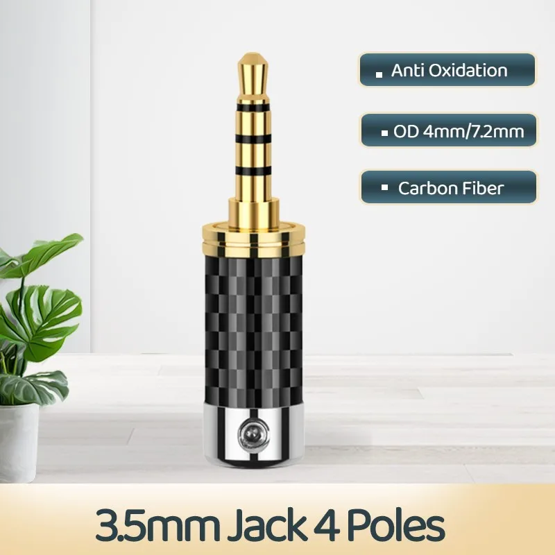 HIFI 4 Poles 3.5mm Jack Male Connector Audio Jacks DIY 4mm/7.2mm