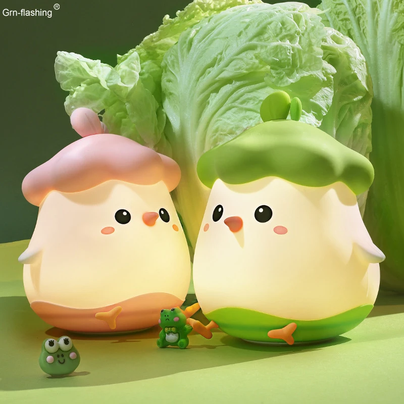 

Cute Cartoon Chick Silicone Night Lamp Children Kids Holiday Birthday Gift Light USB Rechargeable Timer Pat Baby Sleeping Lights