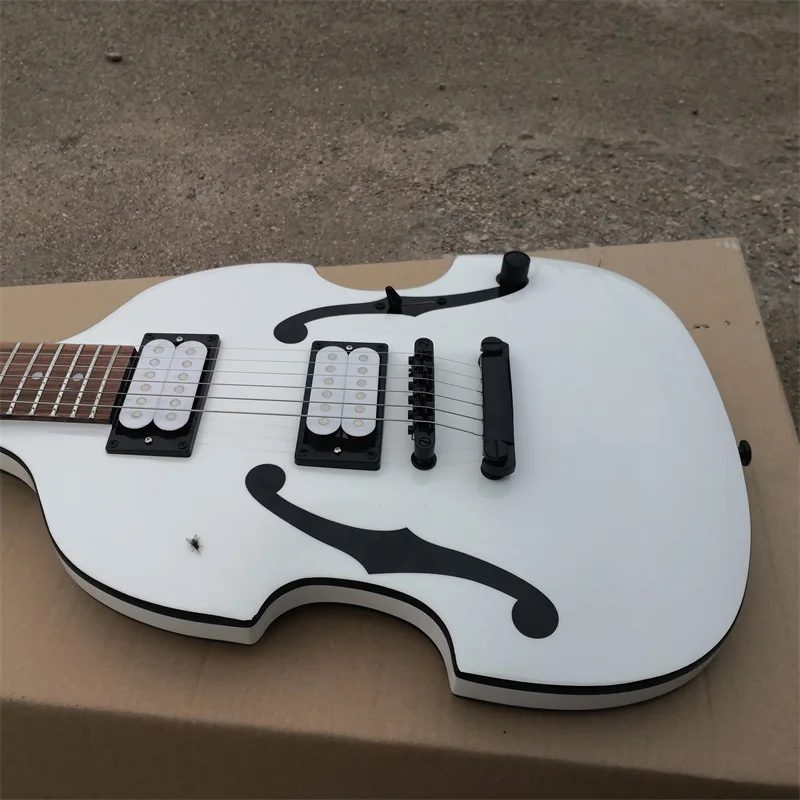 F Hole Pattern Electric Guitar, Violin Shape, Can Be Color, 6 String