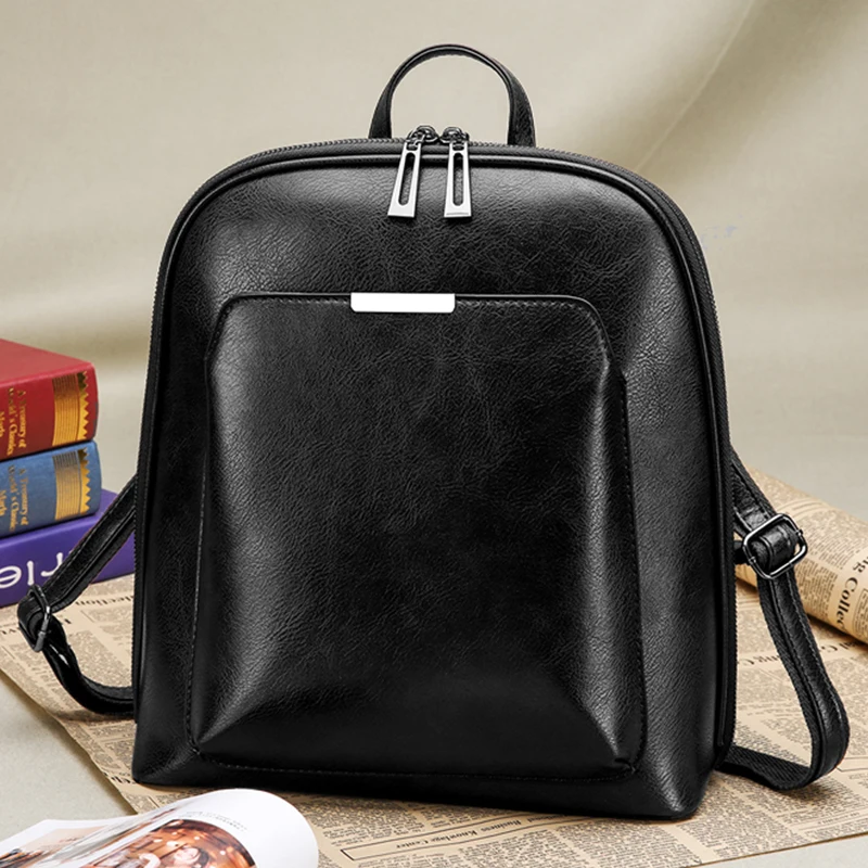 Multifunctional Luxury Leather 3 In 1 Backpacks Vintage Women Shoulder Crossbody Bookbags High Quality Ladies Traveling Bagpack