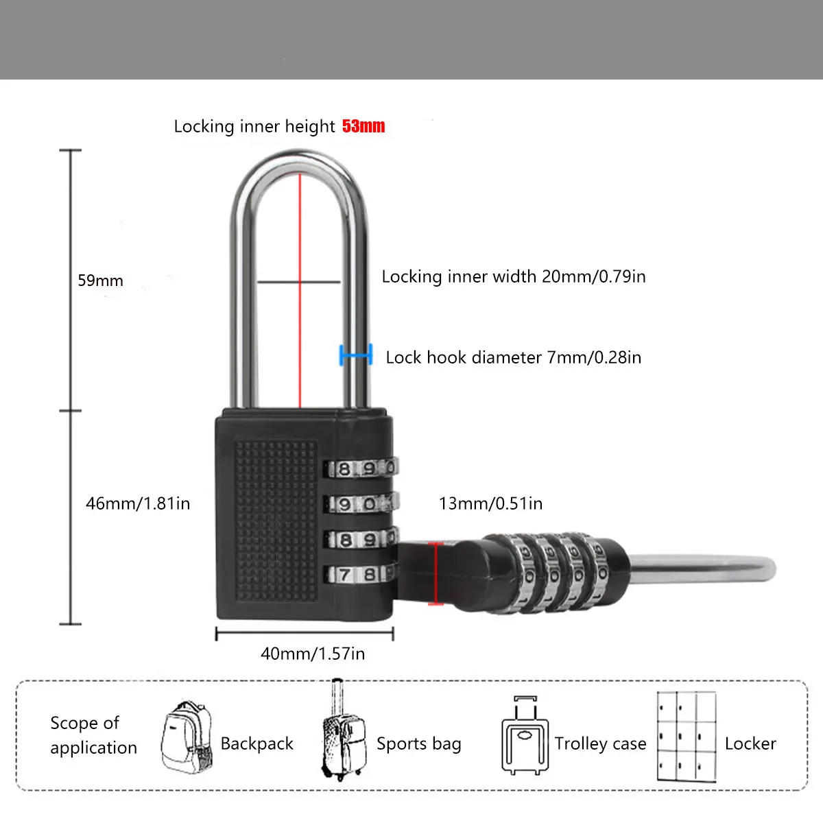 Digit Combination Lock 4 Digit Dial Combination Padlock Outdoor Weatherproof