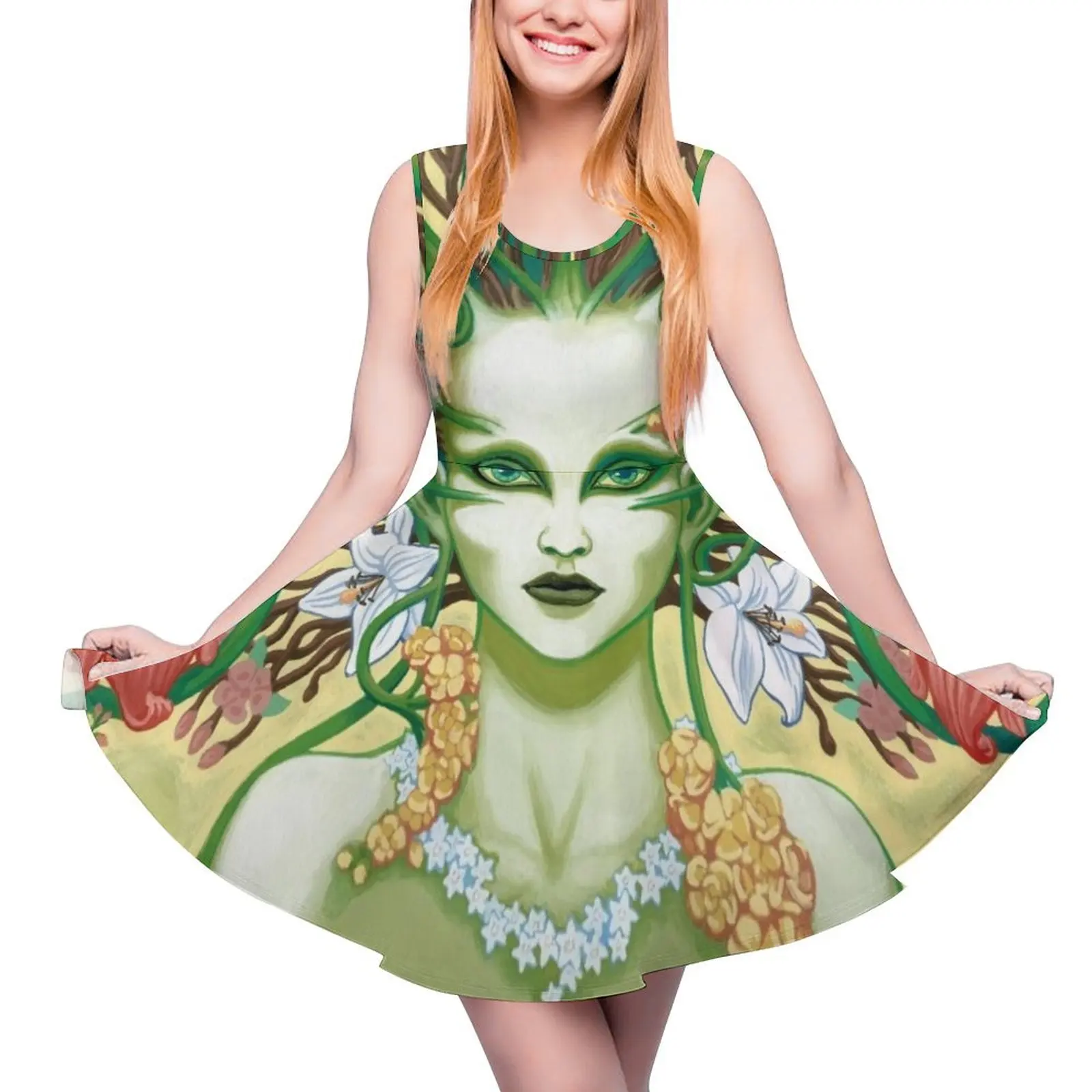 

Flower Elemental / Nature Spirit Round Neck Dress Long dresses loose summer dress women's dresses luxury