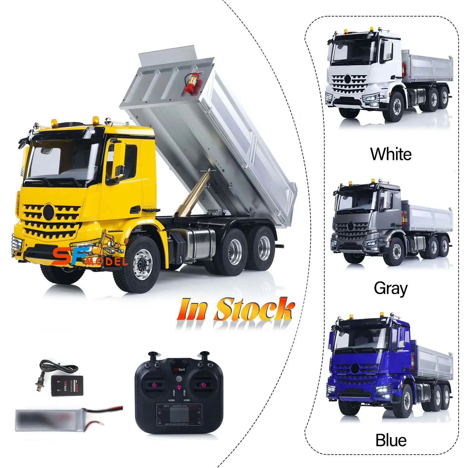 Camion benne RC hydraulique 6x6 1/14 RTR tout métal - Nouveauté 2026