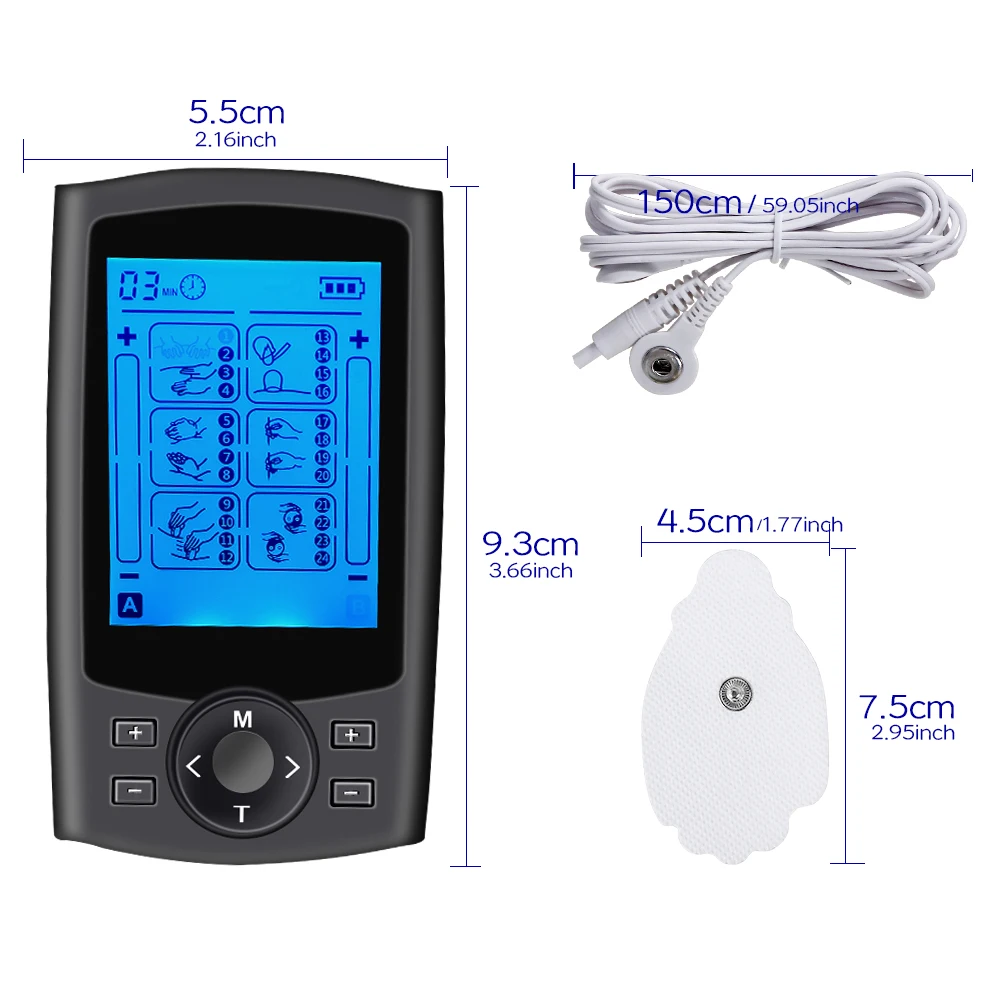 24 Modes Tens Massager EMS Muscle Stimulator Acupuncture Digital Therapy Machine for Pain Relief Body Massage
