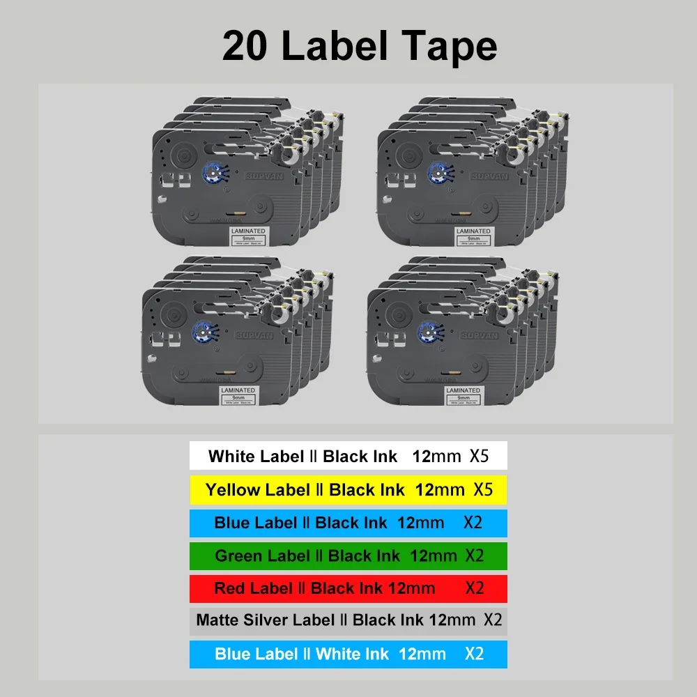 Fita de Etiqueta Multicolors Compatível para Lp5120m Lp5125m Fitas Laminadas com Chip Etiqueta Cartucho Supvan mm mm 12 mm