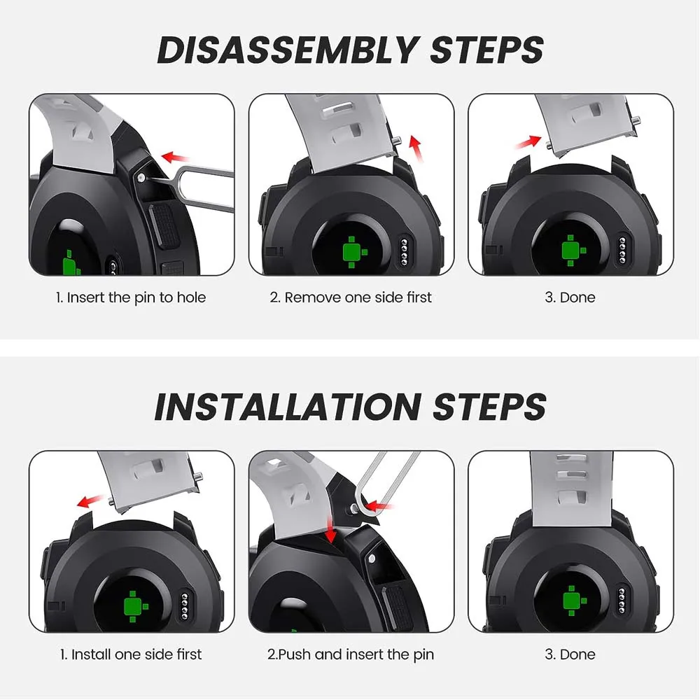부드러운 실리콘 시계 스트랩이 포함된 Garmin Instinct용 밴드 - Instinct 2/Solar/Tactical/Instinct 1과 호환 가능
