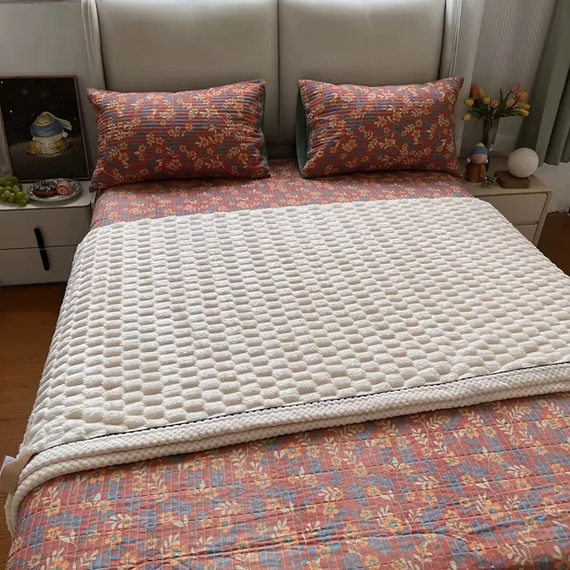 Bed Comforter Wool Cotton Blanket Warm Soft Plaid for Bed Sofa
