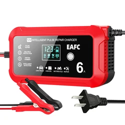 Smart LCD Display 12V Battery Charger and Maintainer, 6A Lead - acid Battery Repair System (New 12V 6A US plug)