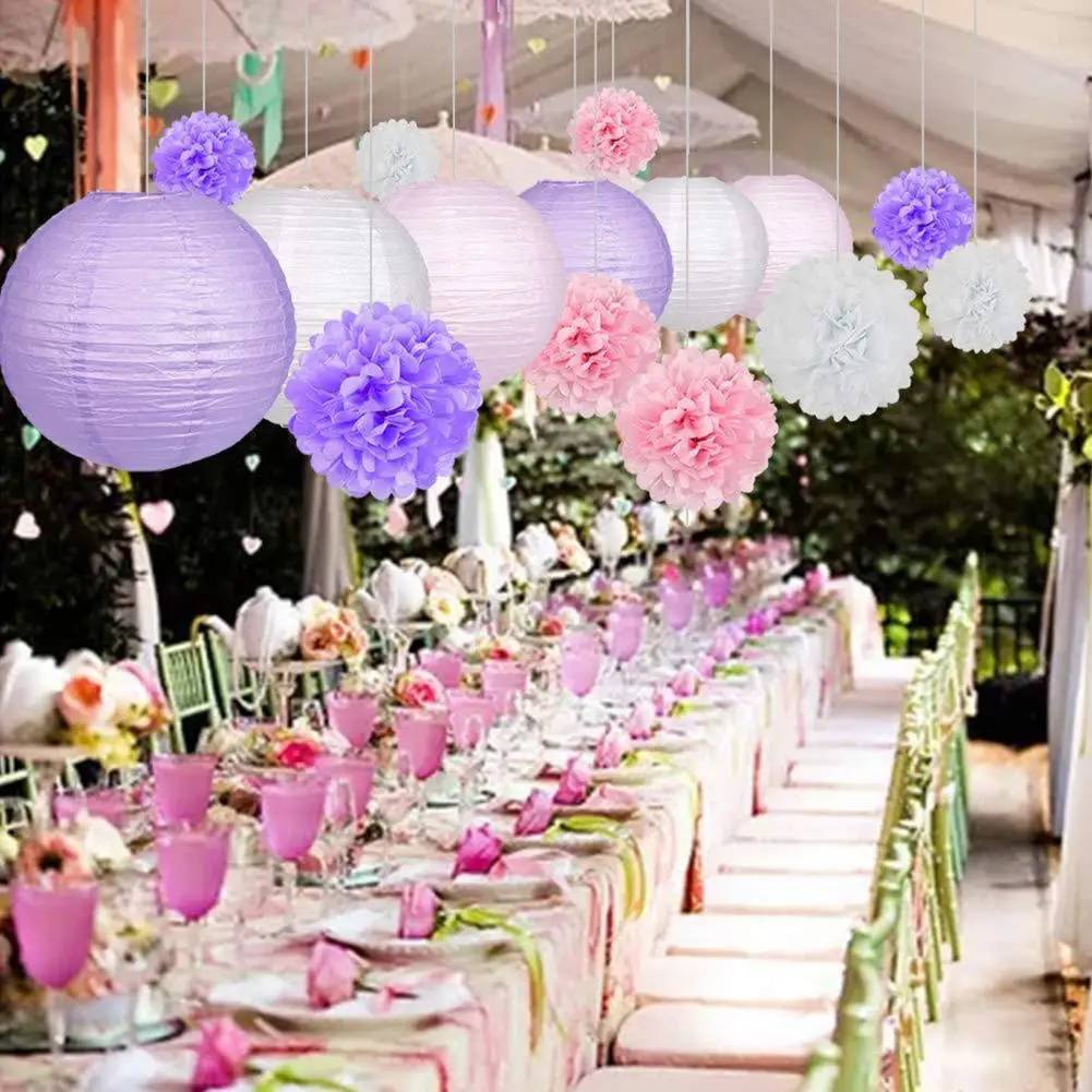 

Table Decorations Chic Easy Party Decor Paper Lanterns Tissue Pom Poms Flower Balls for Weddings Birthdays Showers Graduations