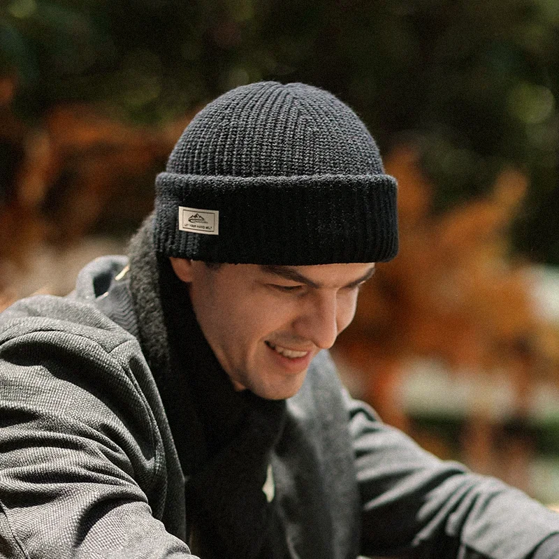 Winter Knitted Cotton Beanie Hat with Face Mask for Outdoor Cycling