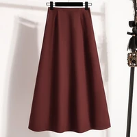 A-Line Mini Skirt High Waist Mid Length Skirts Women's Slimming Black Autumn Elastic Waist Design Solid Color Versatile Skirt - Image 5