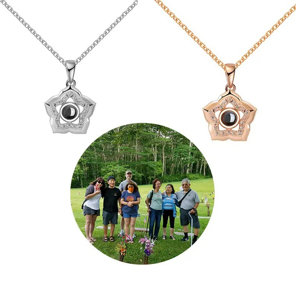 

Custom Photo Projection Necklace Five-Pointed Star Clavicular Chain Projection Pendant Jewels Anniversary Christmas Day Gift