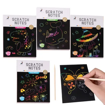 Cartone animato abbagliante colorato Scratching Paper Set studenti delle scuole primarie bambini bambini disegno giocattoli Graffiti Scratch Painting Book