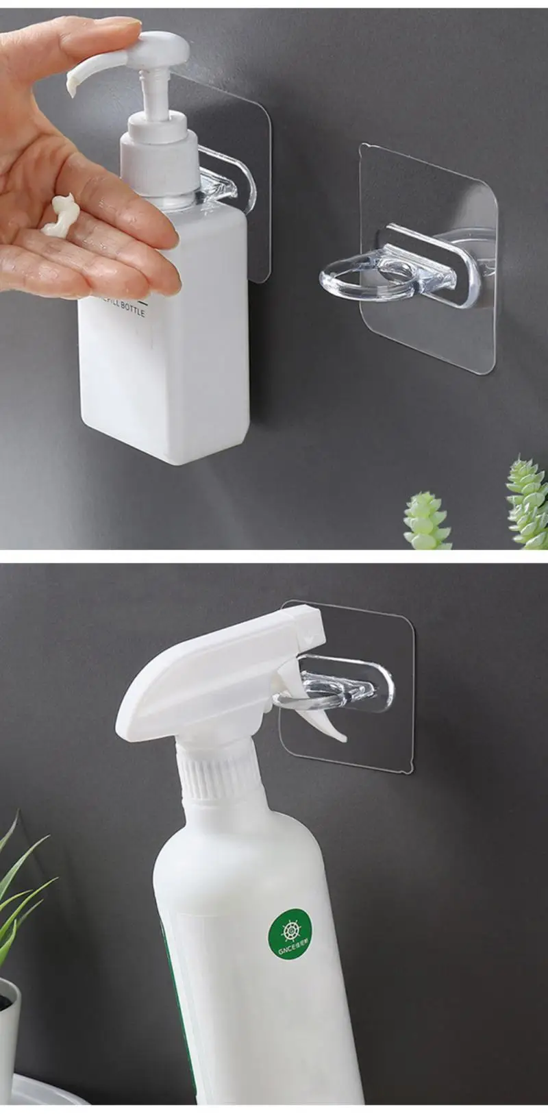 Description Picture 2 of item5/10set Punch-Free Multi-Purpose Hooks Nail-Free Adhesive Wall Hooks Double-Sided Transparent Strong Hooks For Bathroom Storage