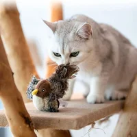 Interactive Cat Toys Flying Bird Cat Toy Flapping Wings Sparrow Catnip Toys Vivid Chirpi]ng Simulation Bird Interactive Cat Toy 2
