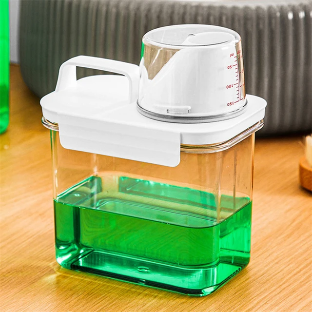 Boîte de rangement hermétique pour détergent à lessive, récipient  transparent avec tasse à mesurer, pot de céréales en plastique polyvalent -  AliExpress