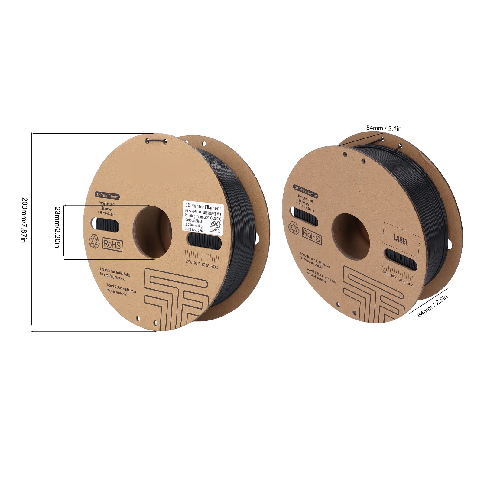 【New】Twotrees PLA Plastic Filament 1KG 1.75mm 3D Printer Filament 30‑600mm/s High Speed Printing Consumable for Ender 3