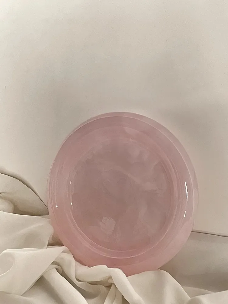 Modern Light Luxury Style Marble Round Tray ART Photographic Prop Living Room Decoration Perfume Jewelry Pink Storage Tray 5