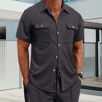 Men s Casual Short Sleeve Button Down Shirt 1