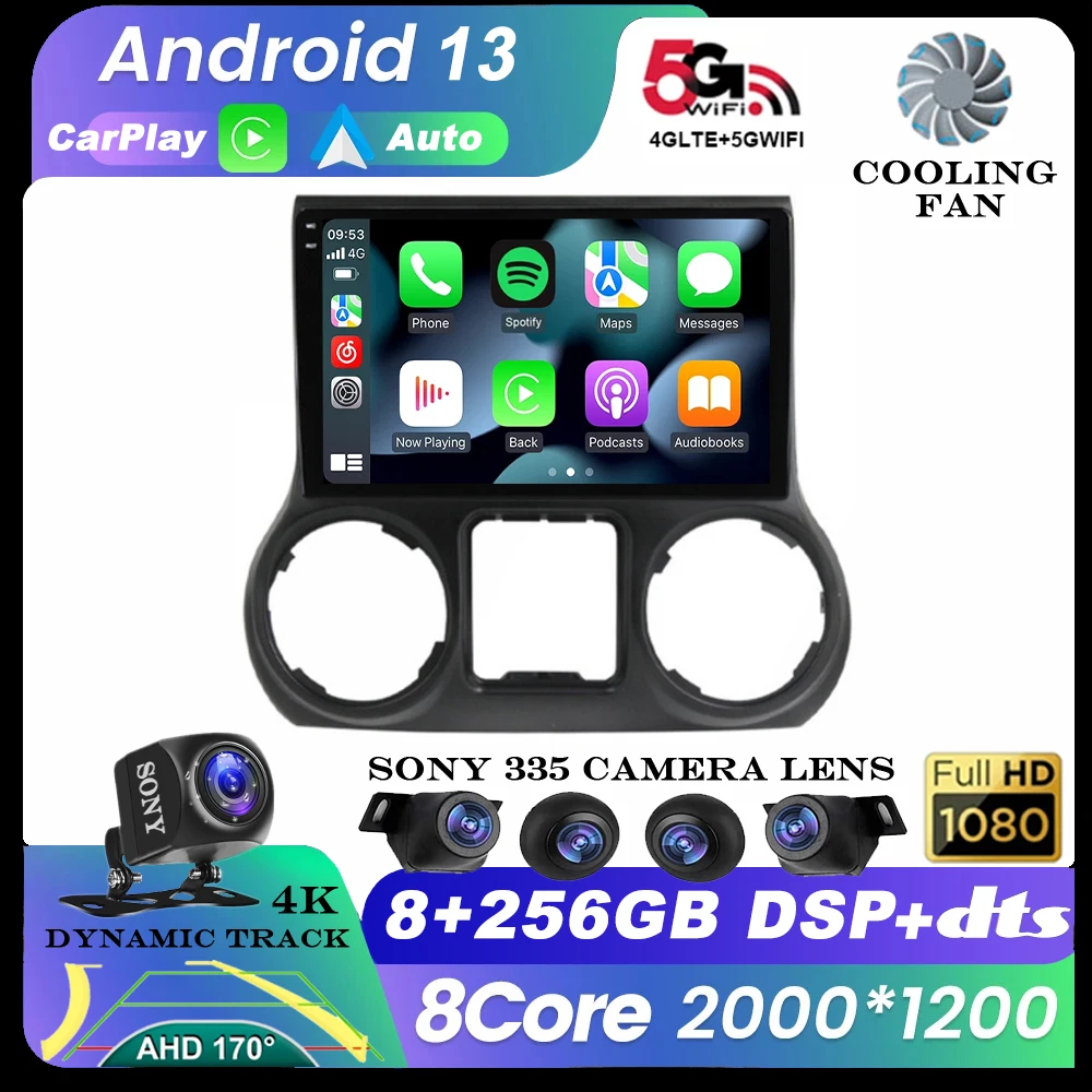 

Android 13 Carplay Car Radio For Jeep Wrangler 3 JK 2010 - 2018 Multimedia Video Player Navigation GPS 360 Camera Stereo WIFI+4G