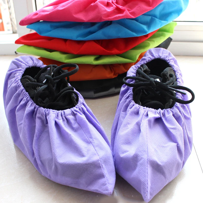 Soild Color Household Shoe Covers Thick Non-woven Anti-static Non-slip Washable Cycling Overshoes