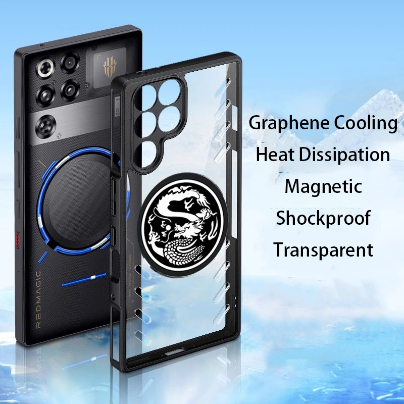 Dragon Pattern Shockproof Transparent Magnetic Cooling Phone Case