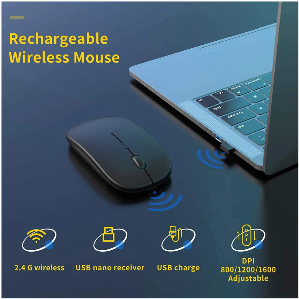 New Wireless Mouse 3 Adjustable 1600 DPI 2.4G Wireless Mice Receiver Portable Ultra Thin PC Laptop Notebook Optical Mouse