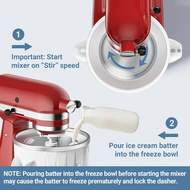 Ice Cream Maker Attachment for KitchenAid Stand Mixer, Compatible with  KitchenAid 4.5 Qt and Larger Stand Mixers, 2-Quart Frozen - AliExpress