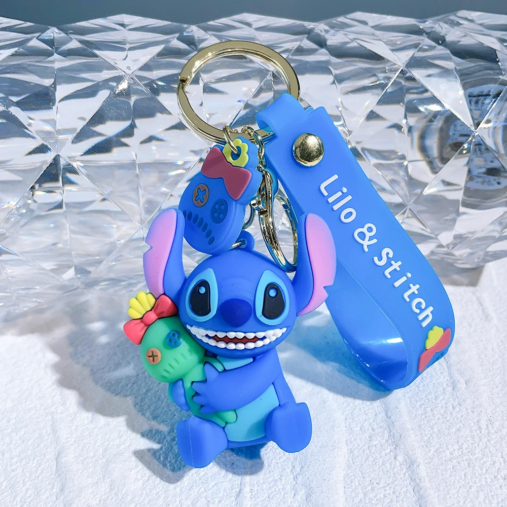 Disney Stitch Keychain Cartoon Anime Lilo Stitch Doll Keyring Bag Charms  Pendant Kawaii Car Keyholder Kids Party DIY Decorations