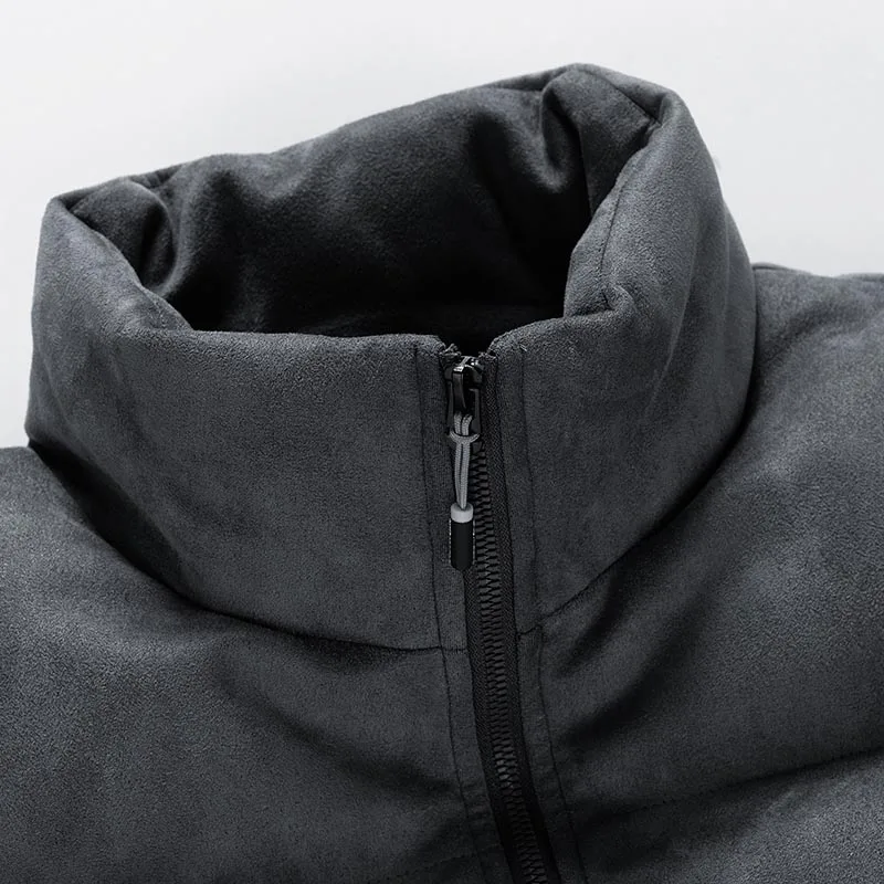 Winter Faux Suede Puffer Jacket Retro Parkas Coat Men Various Color Cotton-Padded Oversize Warm Solid Color Streetwear