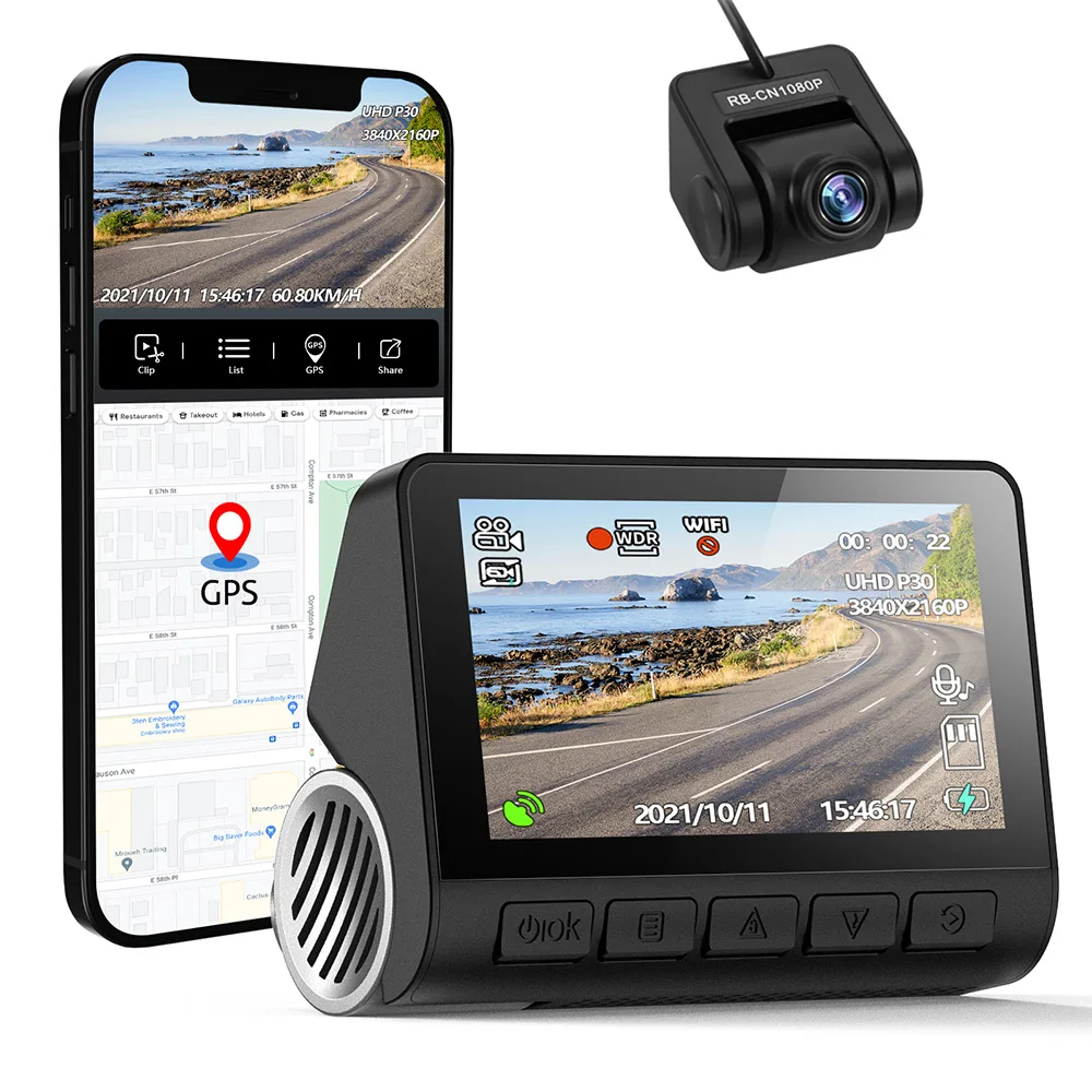 Dashcam 4K GPS WIFI 24h Parking Monitor Dash Cam Night Vision Dual Camera  for Car Dvr Front and Rear Dvrs Mini Video Registrator - AliExpress