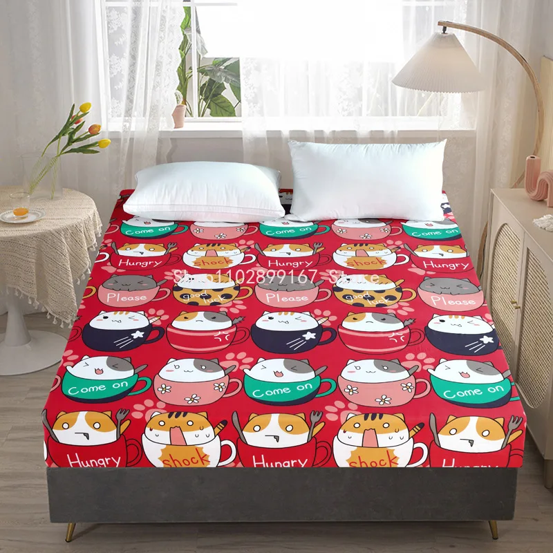 

Cartoon Bed Sheet Polyester Mattress Bed Cover (No Pillowcase) Soft Comfortable Sheet Bedding Room Decor Bed Pad Home Protection