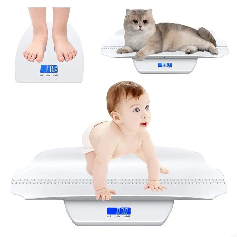 Digital Scale with Height Measurement Chart Newborn Baby Infant Weight Pound Ounces Kilogram LCD Display Backlight 220lbs