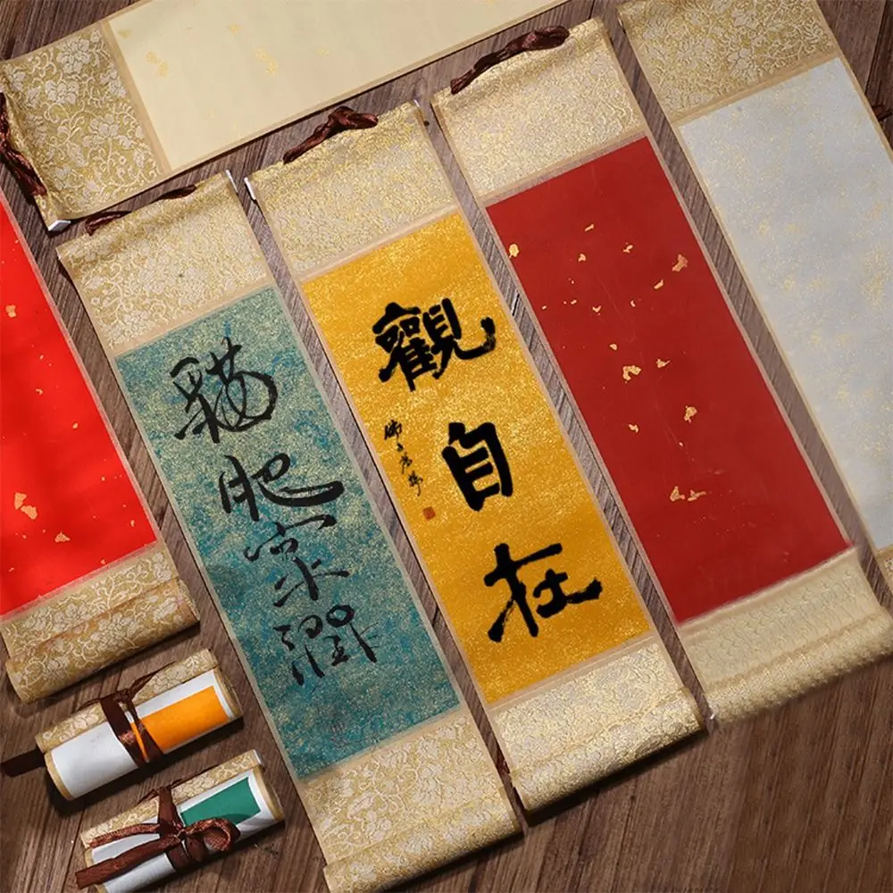 Pergamena di Carta di Riso Dorata per Pittura e Disegno, Pergamena Vuota da Appendere, Stile Cinese, Mini Pergamena a Tromba per Batik, Artigianato - immagine 2