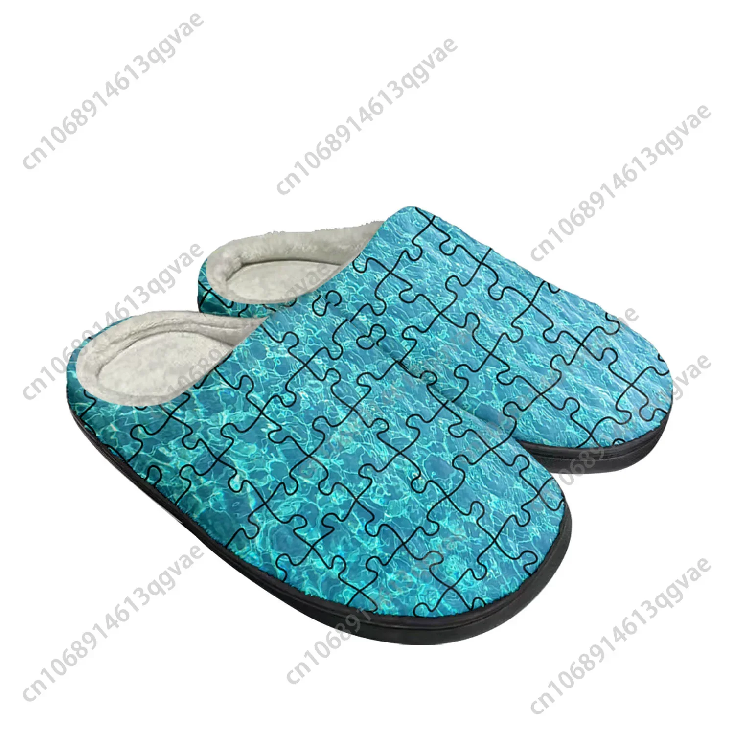 Puzzle Printing Pop Home Cotton Custom Slippers Mens Womens Sandals Plush Bedroom Casual Keep Warm Shoe Thermal Slipper Black