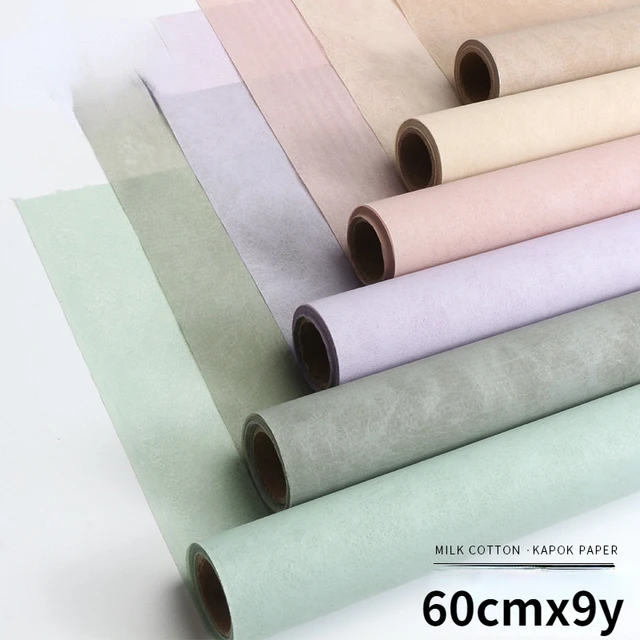 9Meter Cotton Flowers Wrapping Paper Bouquet Lined Non woven fabric lining  Papers Roll Wrap Flower Florist