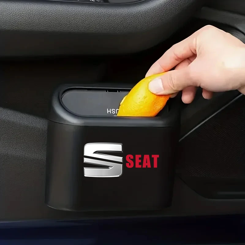 Portable Car Storage Box Car Trash Can Garbage Box Trash Bin for Seat Leon Altea Ibiza Toledo Cordoba Alhambra Arona Ateca Exeo