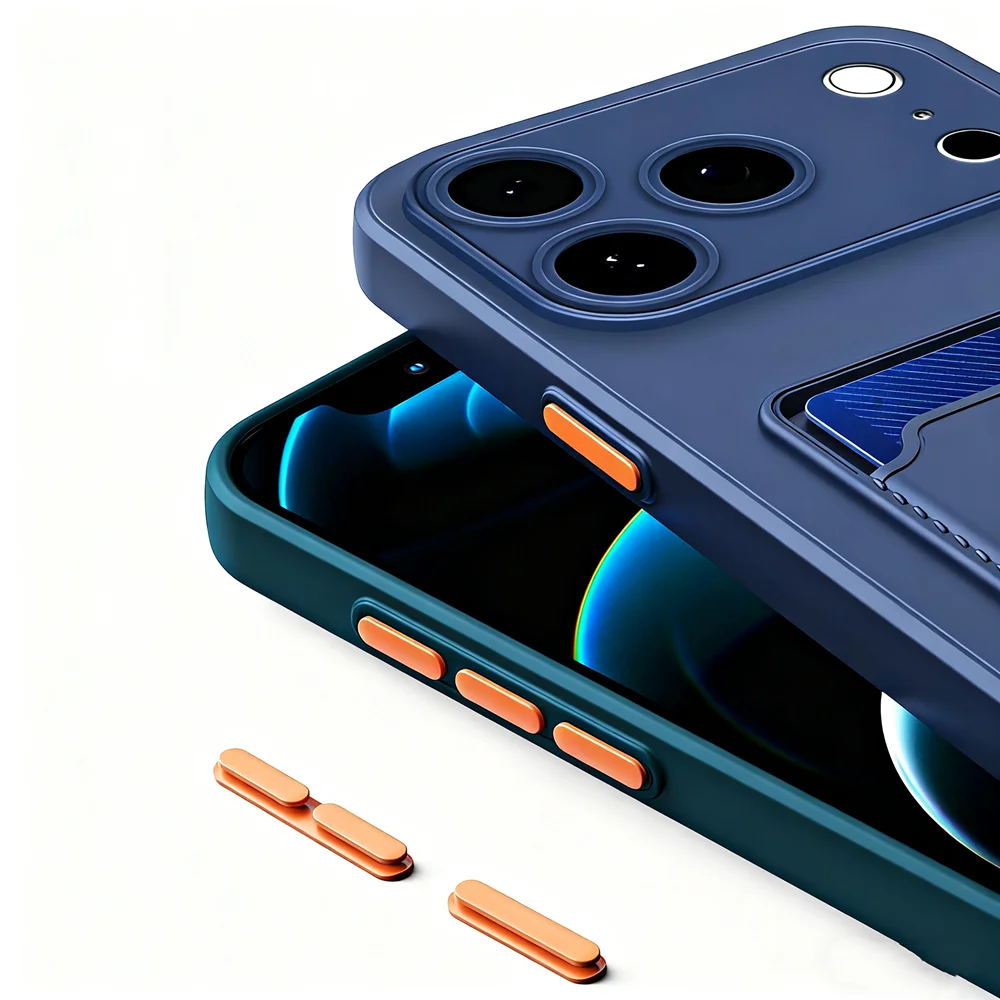 Premium Soft Silicone Card Holder Wallet Phone Case - Shockproof Back Cover with Card Slot