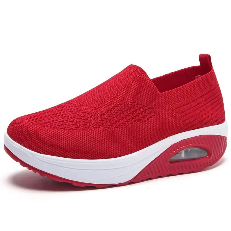 Women Sneakers Comfortable Outdoor Anti Slip Sports Shoes Soft Sole Mesh Breathable Solid Color Platform Vulcanized Ladies Shoes 4