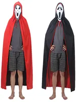 Halloween Women Men Clothes Cosplay Costume Adult Stand Collar Hooded Cape Black Red Reversible Cap Vampire Halloween Party 2