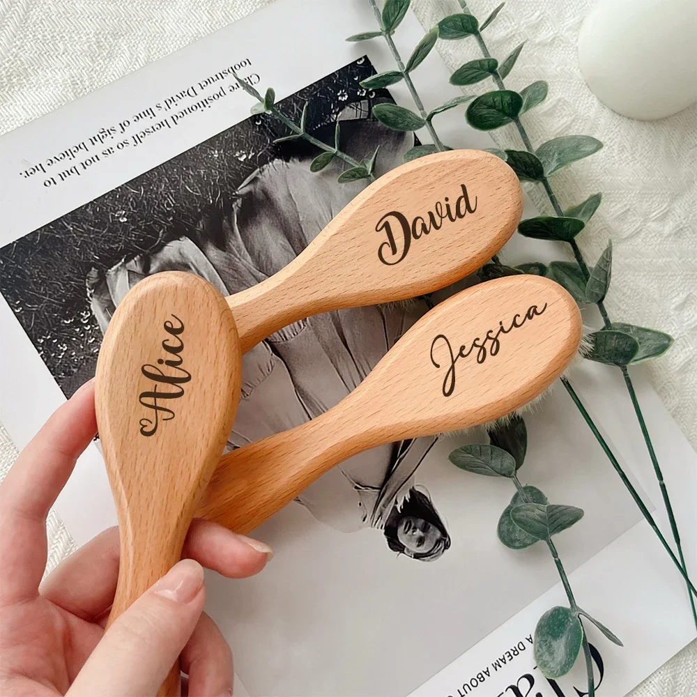 Personalized Baby Name Hair Brush Engraving Newborn Name Baby Wooden Hair Brush Comb Christening Birthday Shower Gift Baby Hair Comb Hair Brush Comb