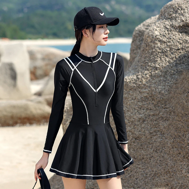 Rashguard Women Long Sleeve Swimsuit Swimming Suit Korean Swimwear